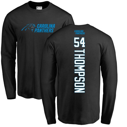 Carolina Panthers Men Black Shaq Thompson Backer NFL Football #54 Long Sleeve T Shirt
